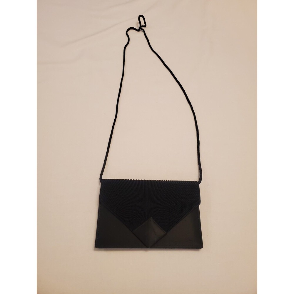 Vintage Merle Norman 80s Formal Classic Satin Black Purse Expandable NEW